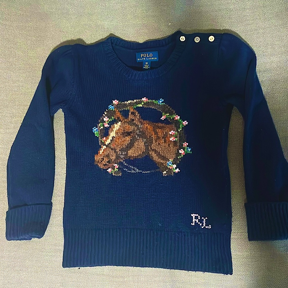 Girls Polo Equestrian Wool Sweater Sz 6X
